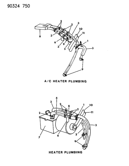 1990 Dodge Ram Van Plumbing - Heater Diagram