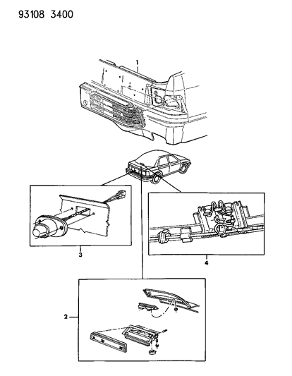1993 Dodge Shadow Lamps & Wiring - Rear Diagram