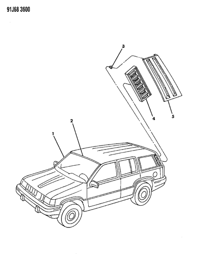 1993 Jeep Grand Wagoneer Mouldings - Upper Diagram