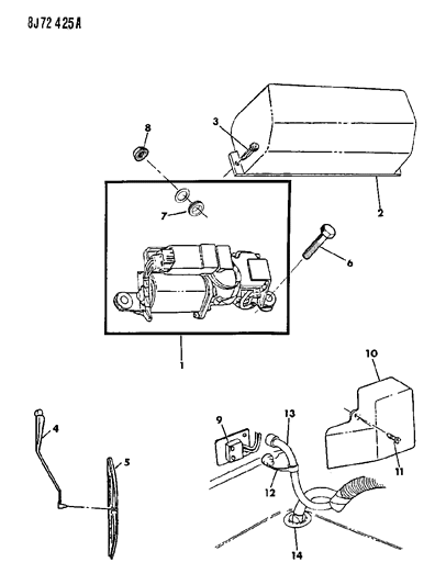 1990 Jeep Wrangler Wiper, Rear With Hard Top Diagram