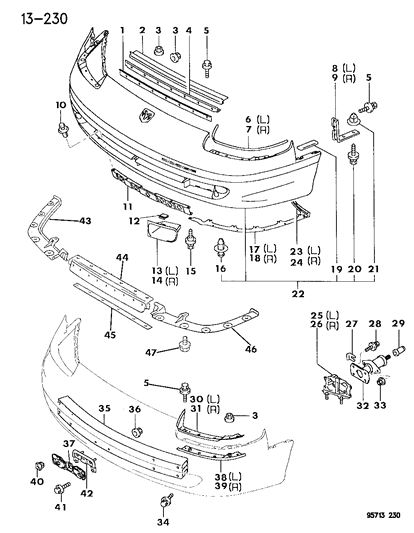 1996 Dodge Stealth GROMMET-Front And Rear Bumper Diagram for MU480035