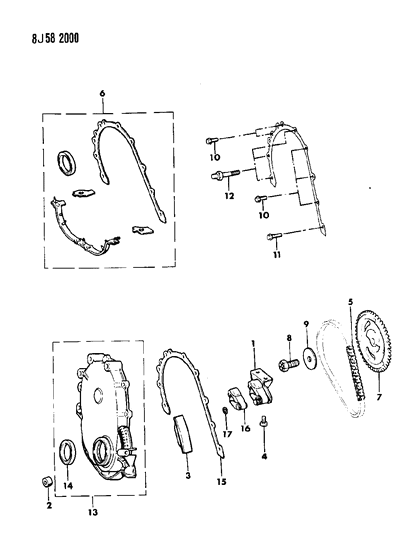 1988 Jeep Wrangler Timing Cover & Intermediate Shaft Diagram 1