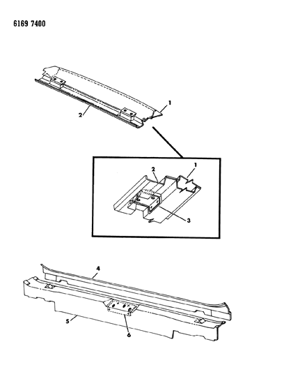 1986 Chrysler Town & Country Liftgate Opening Panel Diagram
