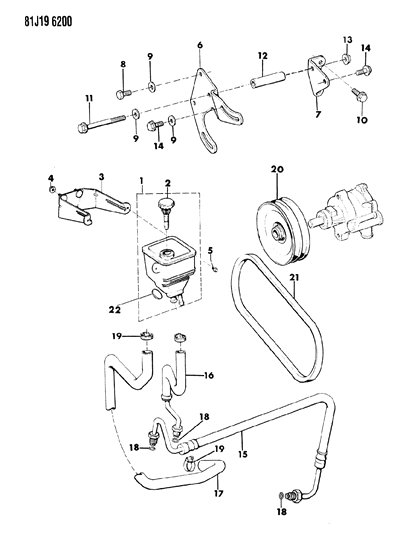 1986 Jeep Comanche Pump Mounting - Power Steering Diagram 1