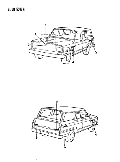 1990 Jeep Grand Wagoneer Nameplates Diagram