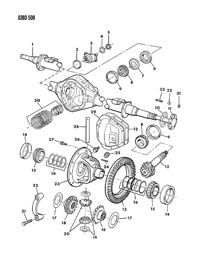 1989 Dodge Ramcharger Axle, Rear Diagram 2