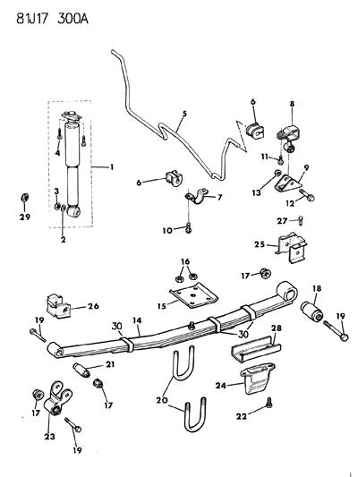 1986 Jeep Wagoneer Suspension - Rear With Shock Absorber Diagram