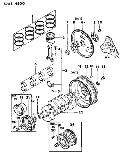 1985 Dodge Colt Crankshaft & Piston Diagram 3