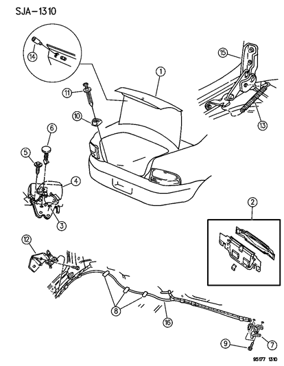 1995 Chrysler Cirrus Cover Deck Lid Latch Diagram for 4696102