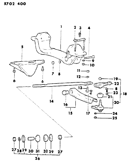 1986 Dodge Conquest Crossmember, Lower Control Front Diagram