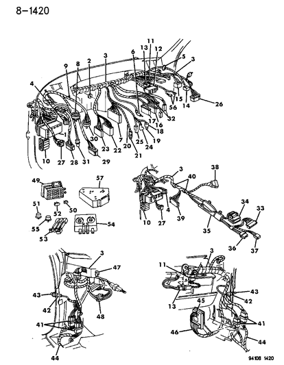 1994 Dodge Spirit Injector Pkg - Head Lamp 3 - Way,HI - Low Diagram for 4439078