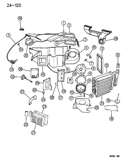 1994 Chrysler LeBaron Air Conditioning & Heater Unit Diagram