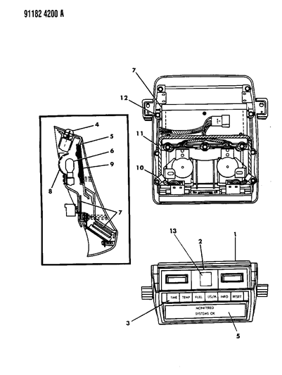 1991 Chrysler New Yorker Console, Overhead Diagram