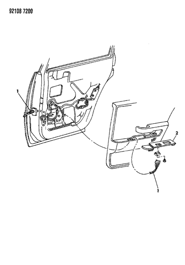 1992 Dodge Dynasty Wiring & Switches - Rear Door Diagram