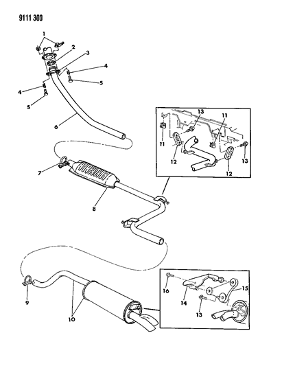 1989 Dodge Shadow Exhaust System Diagram 2