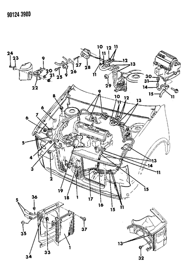 1990 Dodge Caravan Plumbing - A/C & Heater Diagram 2