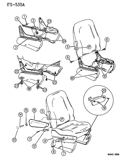 1994 Chrysler Town & Country Seat - Reclining And Non-Reclining Diagram