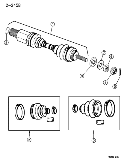 1996 Dodge Grand Caravan Front Drive Right Shaft Assembly Diagram for R2073659AC