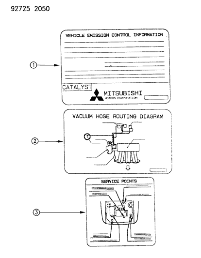 1993 Dodge Colt Emission Labels Diagram 3