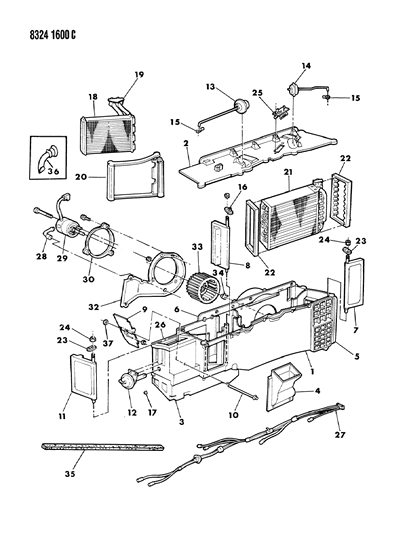 1988 Dodge Ramcharger Air Conditioner & Heater Unit Diagram