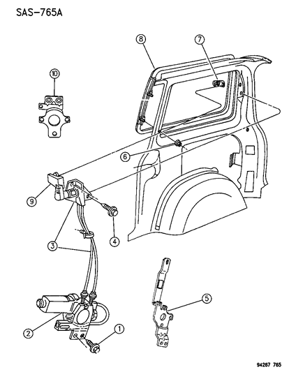 1994 Chrysler Town & Country Window Vent Electric Quarter Diagram