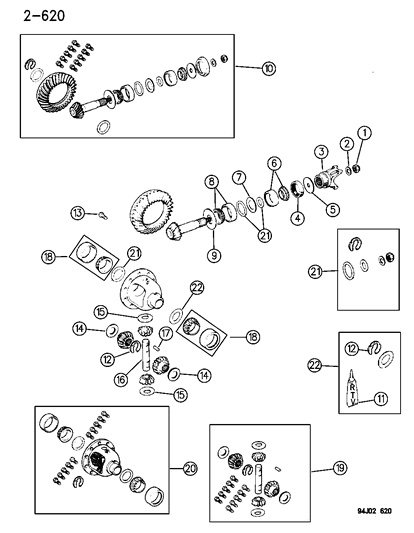 1996 Jeep Grand Cherokee Differential - Front Axle Diagram