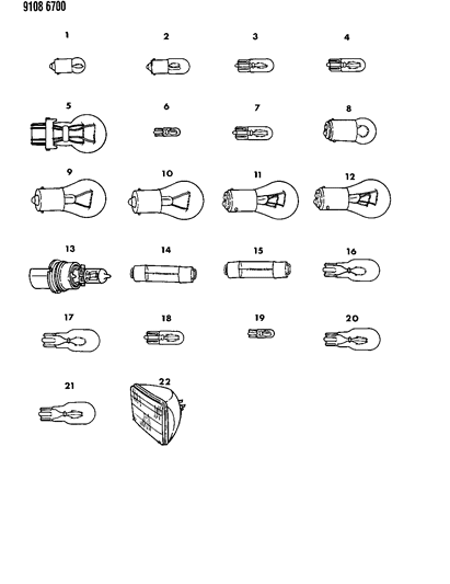 1989 Chrysler LeBaron Bulb Cross Reference Diagram