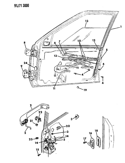 1993 Jeep Grand Cherokee Link Inside Lock To Latch Diagram for 55074827