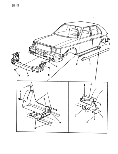 1985 Dodge Omni Ground Effects Package - Exterior View Diagram 1