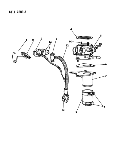 1986 Dodge Charger Throttle Body & Adapter Diagram