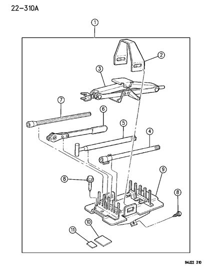 1995 Jeep Wrangler WINCH-Jack Handle Diagram for 52006169
