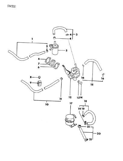 1985 Chrysler Laser Fuel Pump & Fuel Filter Diagram