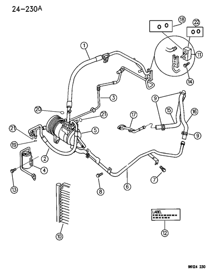 1996 Dodge Caravan Plumbing - Heater & A/C, Front Diagram