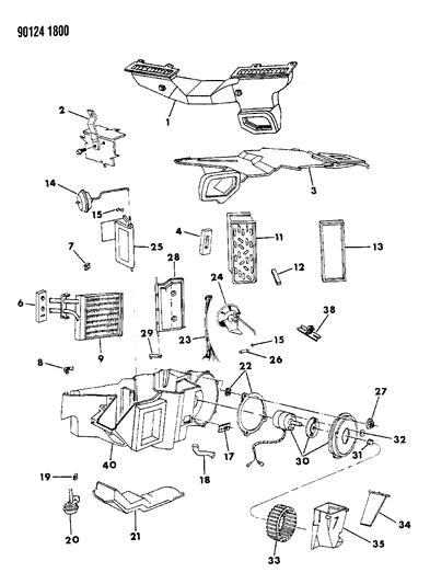 1990 Dodge Omni Resistor A/C Blower Motor Diagram for 4462842
