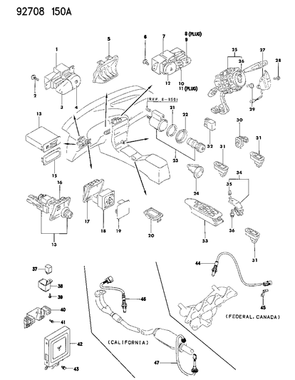 1994 Dodge Colt Switch Front Door Power WINDO Diagram for MB973368