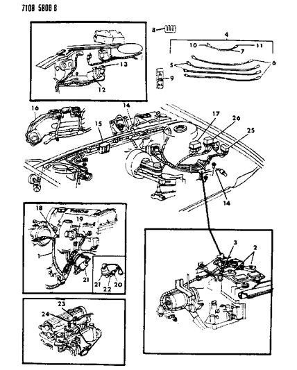 1987 Chrysler LeBaron Wiring - Engine - Front End & Related Parts Diagram