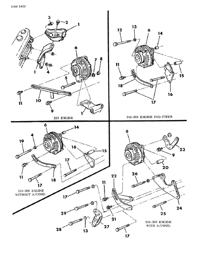 1985 Dodge Ramcharger Alternator & Mounting Diagram 2