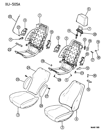 1994 Jeep Cherokee Cap End-HEADREST Screw Cover Diagram for 35004706