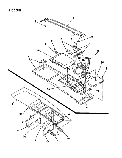 1988 Chrysler Fifth Avenue Console, Overhead Diagram