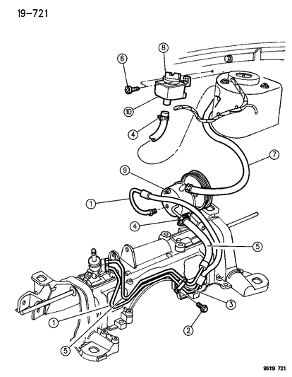 1996 Chrysler Town & Country Power Steering Hoses Diagram