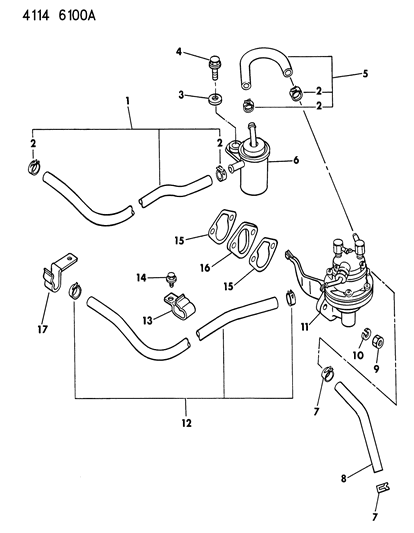 1984 Chrysler Town & Country Fuel Pump & Fuel Filter Diagram