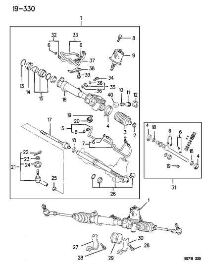 1995 Dodge Stealth Rod Steering Diagram for MR131830