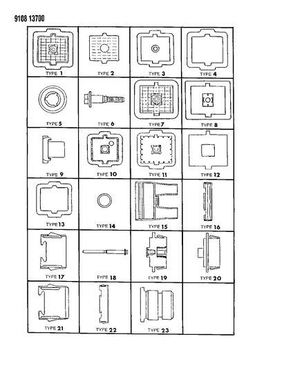 1989 Dodge Daytona Bulkhead Connectors & Components Diagram