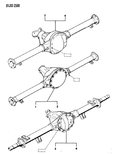 1984 Jeep Grand Wagoneer Axle Assembly, Rear Diagram