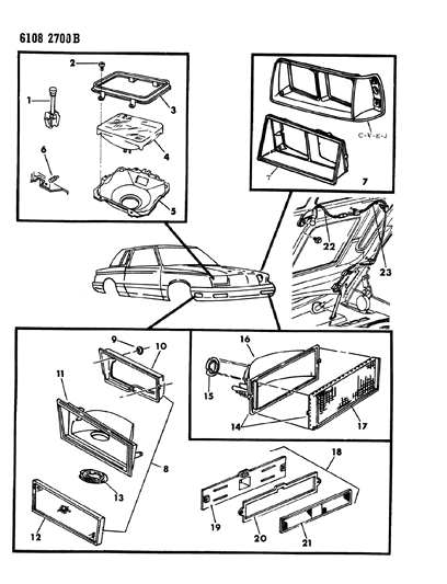 1986 Chrysler LeBaron Lamps - Front Diagram