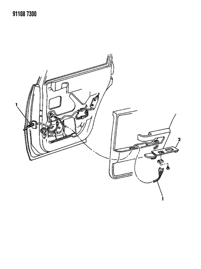 1991 Chrysler Imperial Wiring & Switches - Rear Door Diagram