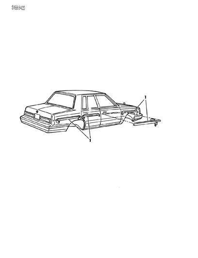 1985 Dodge Diplomat Tape Stripes & Decals - Exterior View Diagram 2