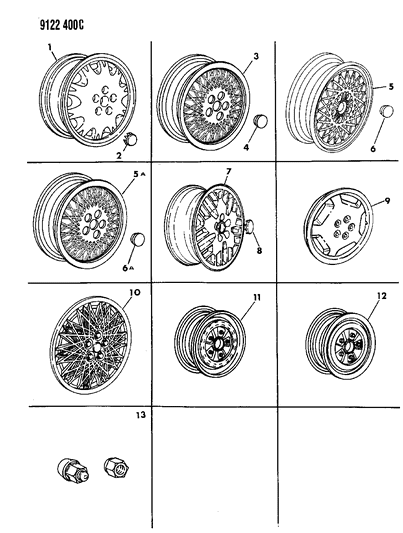 1989 Chrysler LeBaron Wheels & Covers Diagram