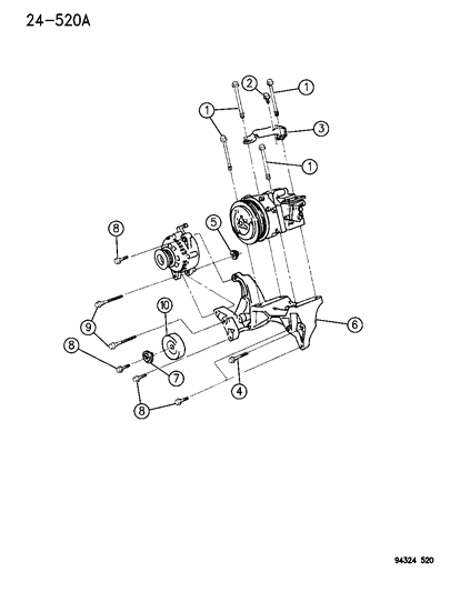 1996 Dodge Ram 3500 Mounting - Compressor Diagram 1