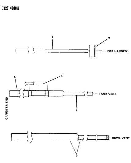 1987 Dodge Aries Vapor Canister Hose Harness - Bowl Vent Diagram 1